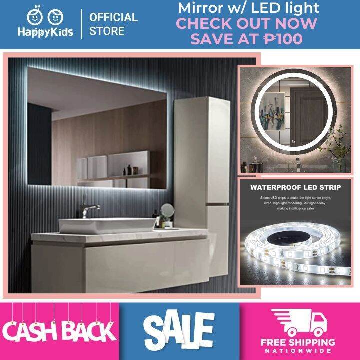 Happy Kids | Bathroom Mirror with LED light touch button modern style ...