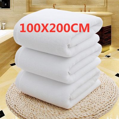 【CC】 100x 200CM for Pool Big Cotton TowelsWhiteSpaand Gym and Highly Absorbent Drying