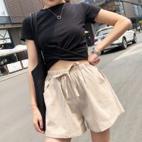 New Female Wear Thin Cotton Shorts with A Word Wide Leg of Tall Waist Thin Easy Leisure Shorts Women Pantalones Cortos De Mujer