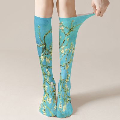 【CC】►  Ladies Stockings Classic Painting Pattern Printing Calf Fashion