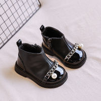 Autumn Winter Solid Color Baby Girls Fashion Boots Patent Leather Metal Decoration Toddler Martin Boots 15-25 Size