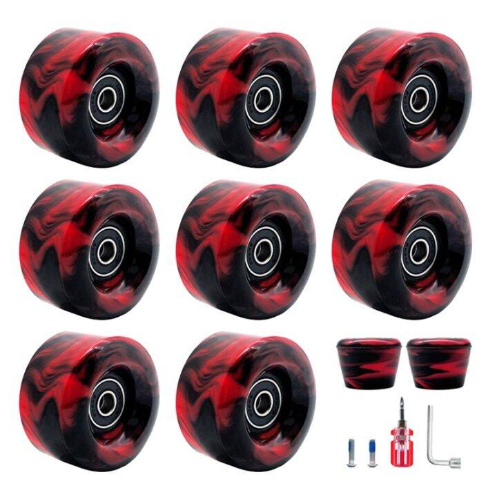 8 Pack LED Flash Wheel Light Up Roller Skate Wheels with Bearings 32mm