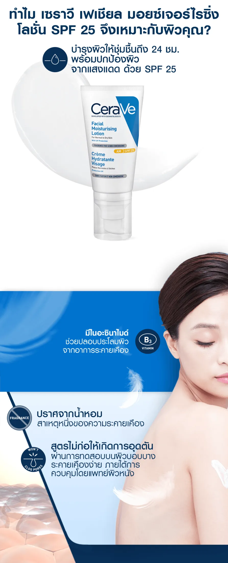 （ของแท้ 100 ）เซราวี CERAVE Facial Moisturizing Lotion SPF 25 โลชั่น