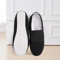 hot【DT】 TOVN leather sole black white flat yoga teacher gymnastic ballet dancing shoes for children man