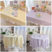 Korean Ins Solid Color Tablecloth Ruffle-like Lace Tablecloth Dustproof Desk Cover for Kitchen Wedding Dining Desktop Decor 식탁보