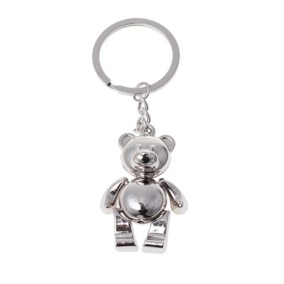 Fashion 3D Animal Keyring Lucky Charm Movable Bear Keychain Hanging Pendant Car Key Ring Ornament Gift for Friend Unisex Key Chains