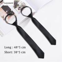 Solid Black Zip Easy Tie Unisex Neck Tie Women Men Cool Punk Cravat Fashion Ties British style Business 38x5 48x5 cm Accessories