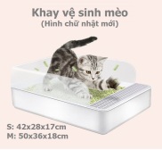 Orgo - Khay đựng cát vệ sinh cho mèo có xẻng xúc cát Hình chữ nhật
