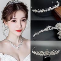 【Ready Stock】 ◊♤ C18 Bride Pearl Crown Headband / Rhinestone Imitation Pearl Hair Hoop / High Fashion Simple Diamond Headwear / Queens Dress Headband Hair Accessories