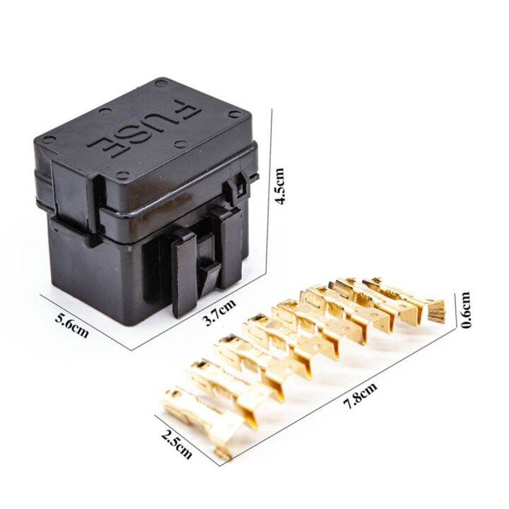 4-way-black-car-medium-relay-fuse-box-assembly-with-8pcs-gold-terminals-car-insurance-holder