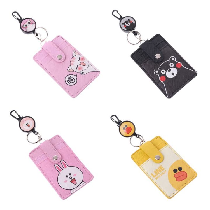 cw-above-cartoon-pu-leather-business-id-credit-card-case-badge-holder-anti-retractable-keychain