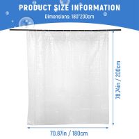 Clear EVA Shower Curtain Liner Waterproof Transparent 3D Water Square Bathroom Curtain in 71inch x 79inch, 12 Hooks