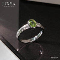 Lenya Jewelry  แหวนเงินแท้ ประดับพลอยสีเขียวอมเหลือง เพอริดอท( peridot) ดีไซน์เรียบหรูดูโดดเด่น อัญมณีสำหรับชาวราศีสิงห์ หนุนนำความร่มเย็น สงบสุข เป็นสิริมงคลแก่ชีวิต