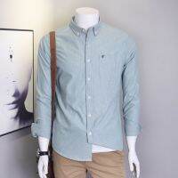 Cotton long-sleeved shirt mens oxford shirt vertical stripe workwear business casual large size shirt for men 【SSY】