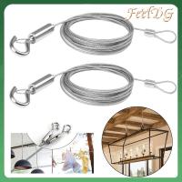 FEELDG 2PCS เหล็กไร้สนิม สายแขวนรูปภาพ พร้อมห่วงตะขอ ทนทานสำหรับงานหนัก กรอบไม้แขวน มัลติฟังก์ชั่ กันสนิมได้ สายการซัก บ้านในบ้าน