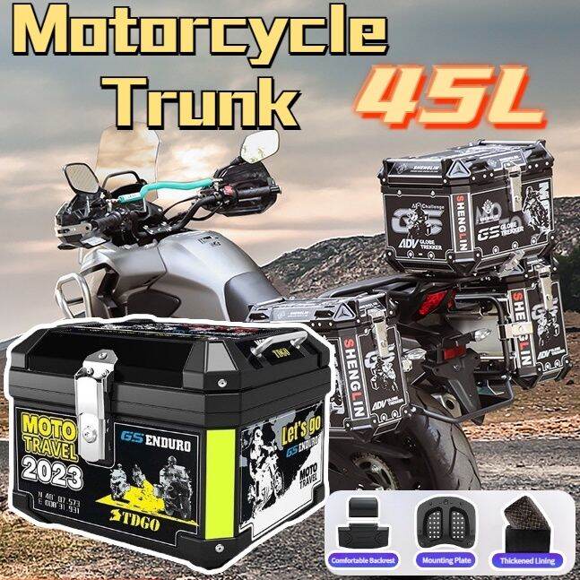 45L Universal Motorcycle Storage Box with Bracket Large Capacity ...