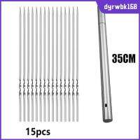 DYRWBK168ไม้เสียบสแตนเลสบาร์บีคิวใช้ซ้ำได้15ชิ้น/ชุดไม้เสียบบาร์บีคิวแบนอุปกรณ์ทำอาหารเคบับเหล็กติดกลางแจ้ง