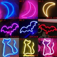 Neon Led Lights Sign Moon Lightning Planet Neon Light Lamp Love Bat Cloud Neon Signs for Room Home Decor Party Wedding Wall Art