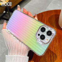 HOCE เคสมือจับสำหรับโทรศัพท์มือถือเลเซอร์สีรุ้งไล่ระดับสีโปร่งใสสำหรับ iPhone 14 12 13 14Pro เคสออโรร่าเลนส์ใสฝาครอบกันกระแทก