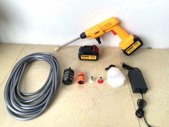 dewalt-รุ่น229v-เครื่องฉีดน้ำแรงดันสูงไร้สาย-ปืนฉีดน้ำแบตเตอรี่-ฟรีแบตเตอรี่2ก้อน-พร้อมอุปกรณ์ครบชุดพร้อมใช้งาน