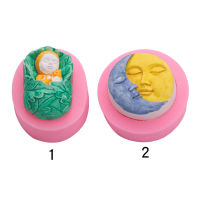 Sun and Moon Face Silicone Mold Craft DIY Fondant Chocolate Soap Mold Handmade Polymer Clay, Wax, Crayon, Cake Decoration Tools