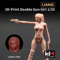 1 35 Scale Figure ของเล่นงานอดิเรกอุปกรณ์เสริมคุณภาพสูง1/35 3D-Print คู่-ปืนผู้หญิง,รูปเรซิ่น Unpainted Model Kit