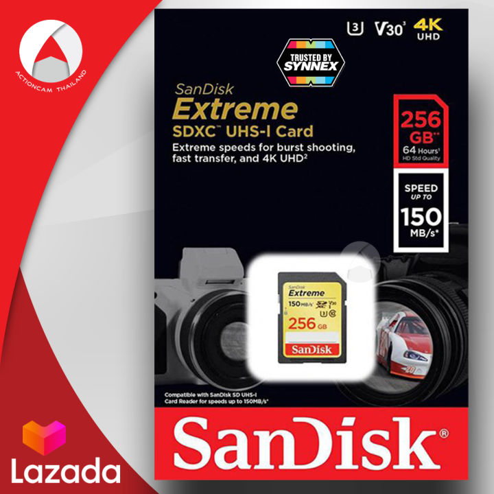 sandisk-sd-card-extreme-256gb-sdxc-speed-อ่าน-150mb-s-เขียน-60mb-s-ประกัน-synnex-ตลอดอายุการใช้งาน-sdsdxv5-256g-gncin-เมมโมรี่-การ์ด-แซนดิส-กล้อง-ถ่ายภาพ-ถ่ายรูป-ถ่ายวีดีโอ-กล้องdslr-กล้องโปร-คาเมร่า-