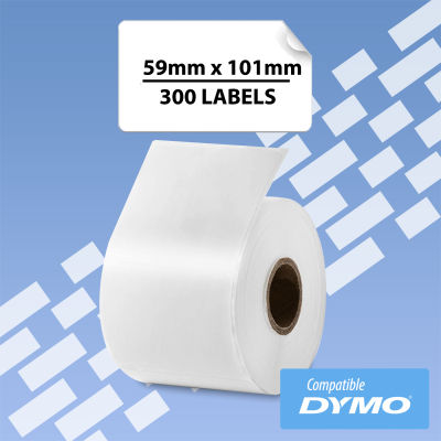 กระดาษสติ๊กเกอร์ สำหรับ Dymo (30256) 59mm x 101mm 300ชิ้น/ม้วน สีขาว
