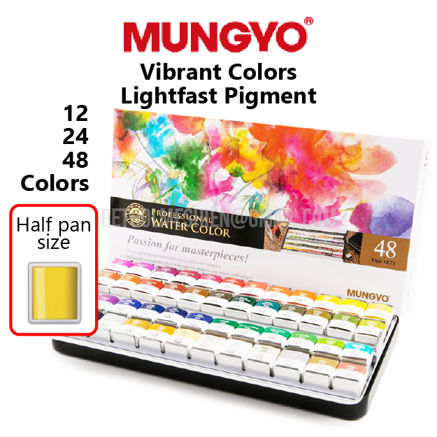 MUNGYO Professional Half Pan Size Watercolor Set of 12 Colors MWPH