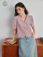 hot✈  DUSHU Design Inspired Hollowed Out Embroidered Shirt New 2023 Loose Shirts