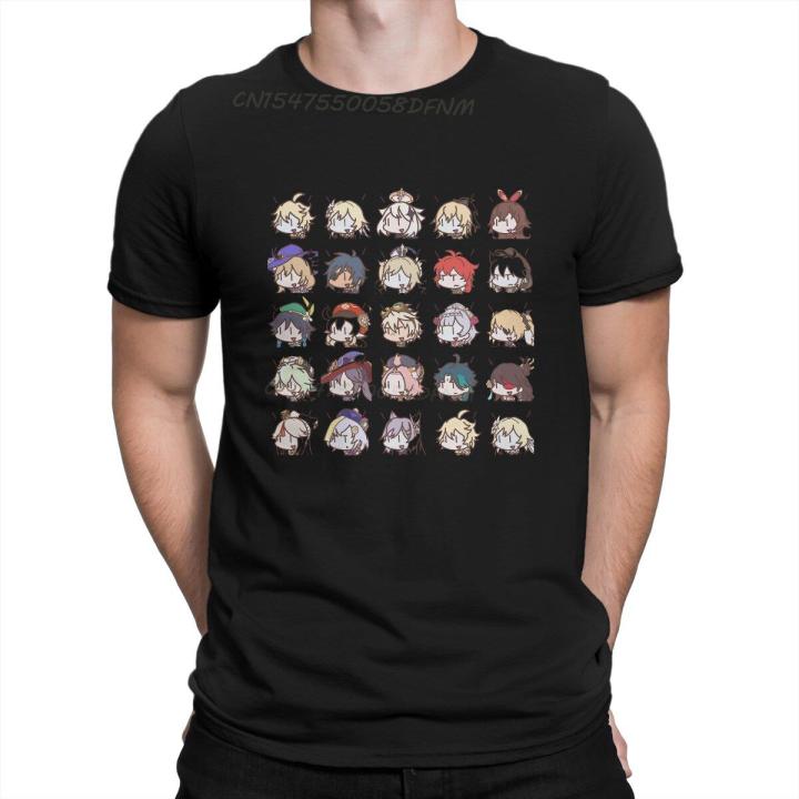 genshin-impact-game-mens-t-shirt-chibi-nerdy-characters-individuality-t-shirts-male-graphic-printed-camisas-man-t-shirt