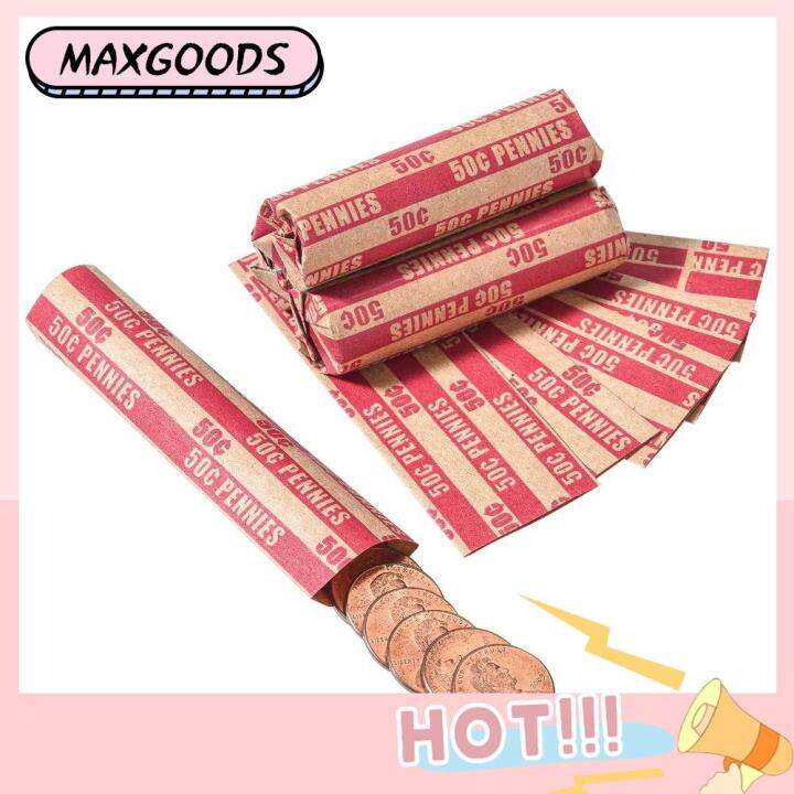 MAXG 100pcs All Coins Coin Wrappers 50 Penny Wrappers Penny Sleeves Coin Rolls Wrappers 100