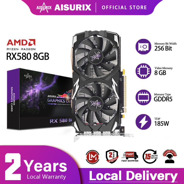 Aisurix Rx 580 8gb Graphics Card Computer Gpu Radeon Amd Video Card For