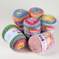 【Miki Xinyuan】สายรุ้งฝ้ายเส้นด้ายทอมือ DIYWool ไล่ระดับสีเส้นด้ายส่วนย้อมโครเชต์ผ้าคลุมไหล่ผ้าห่มมือ KnittedYans