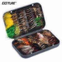 Goture 76ชิ้นเซ็ต Fly Fishing Lures สำหรับปลาเทราท์ปลาแซลมอนแห้งเปียก Nymph ลำแสงแมลงวันเหยื่อบินตกปลาโหม่งอุปกรณ์เสริม