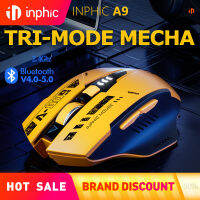 เม้าส์ไร้สาย INPHIC A9 บลูทู ธ สามโหมด wireless mouse แบตเตอรี่แบบชาร์จไฟได้ ปุ่มเงียบ 2400Dpi 2.4GHz / Bluetooth mouse type C charging