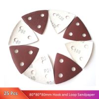 25 Pcs 80x80MM Triangle Sandpaper Sanding Pads Sheets Sanding Disc Hook Loop 80 - 240 Grits flocking For Grinding Abrasive Tools