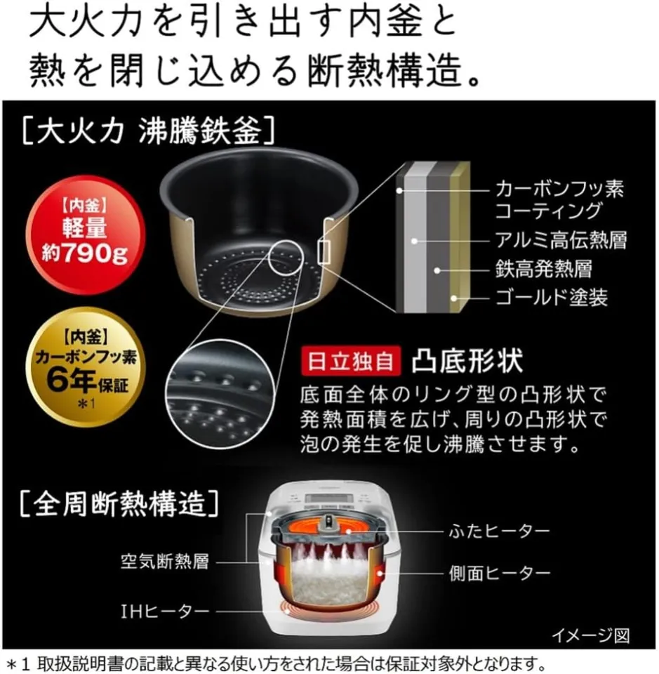HITACHI Hitachi rice cooker 5.5 Go IH formula [cooking course] mounted  within the kettle carbon fluorine RZ-AC10M S 