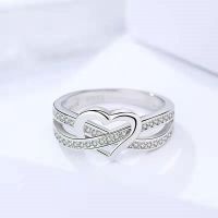 925 Sterling Silver Ring simple heart-shaped women 39;s single ring with zircon ring