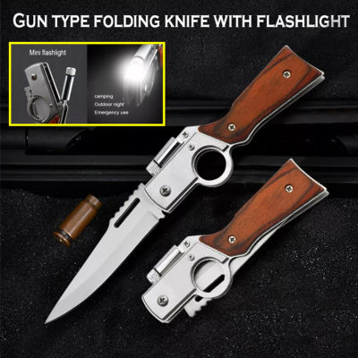 GREGORY-มีดพับLED มีดพกพา มีดเดินป่า มีดพก มีดแคมป์ปิ้ง ขนาด 25cm แถมซองไนลอนอย่างดี มีดพกพา มีดเดินป่า มีดดำน้ำ แคมป์ปิ้ง/ตกปลา/ปีนเขา/ดำน้ำ Hunting Knife Tactical Knife Pocket Knife with Led Light