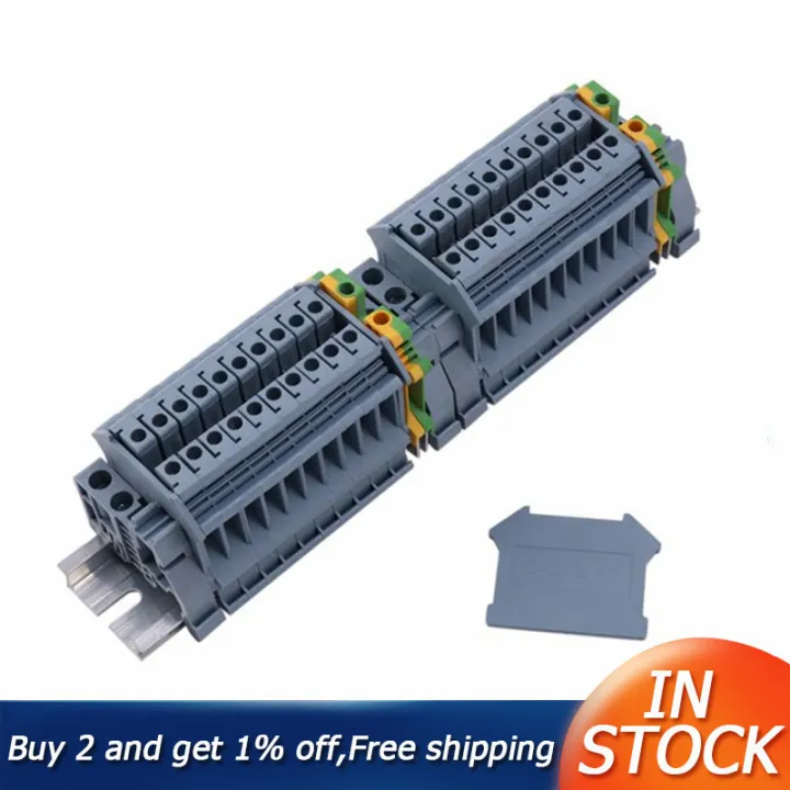 Din Rail Terminal Blocks Kit,Uk5N Terminal +Ground Blocks+Aluminum Rail+DUk End Covers+E/Uk End