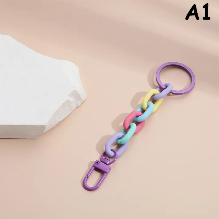 zhongloul-พวงกุญแจรถพวงกุญแจกระเป๋าสีฝ้าทำจากอะคริลิค1ชิ้น