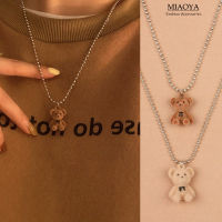 MIAOYA Fashion Jewelry Shop จี้หมีสีน้ำตาลสำหรับผู้หญิง สร้อยคอคู่ Unisex ของขวัญวันเกิดที่สวยงาม