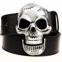 ❡✒ Cool Big Skull Face Heavy Metal Buckle Belt Men Skeleton Head Rock Aand Roll Style Punk Perform Clothing Accessories