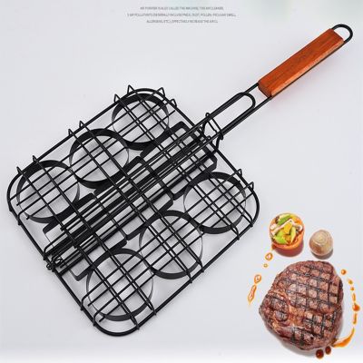 Portable BBQ Grilling Basket Stainless Steel Nonstick Barbecue Grill Basket Tools Grill Mesh for Hamburger barbeque accessories