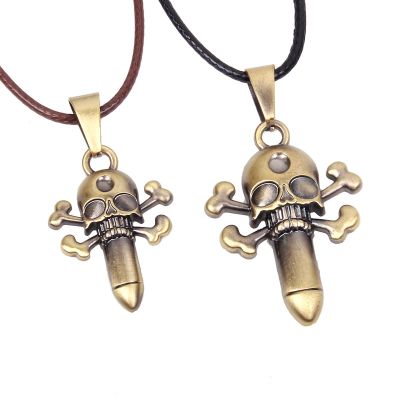 [COD] Qinuo cross-border punk style exaggerated necklace street stall supply skull head retro bronze wax personality male