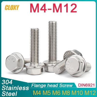 M4 M5 M6 M8 M10 M12 A2-70 304 Stainless Steel Hexagon Head with Serrated Flange Cap Screw Hex Washer Head Bolt DIN6921