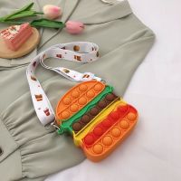 Little Girl Bag Cute Little Satchel Cartoon Hamburger Pressed Silicone Bag Childrens Baby Boys Shoulder Crossbody Bag