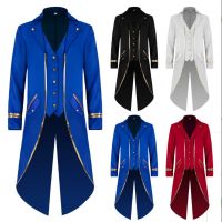 2023 Gothic Tuxedo Coat Men Medieval Vintage Steampunk Red Black Blue White Long Coat Male Halloween Cosplay Costume Plus Size 4XL