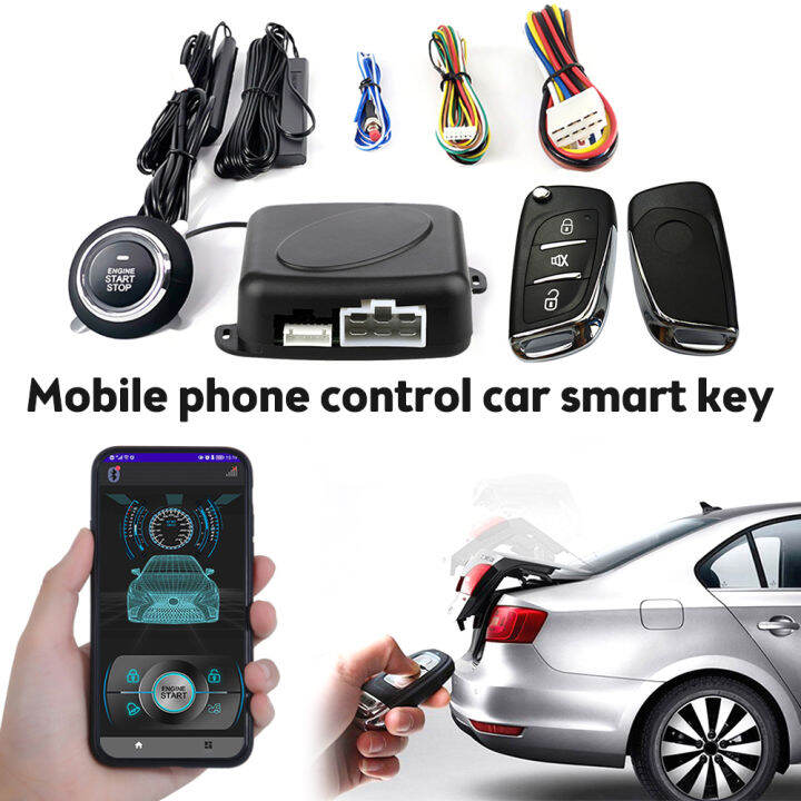 APP Control 12V Universal Car alarm AntiTheft System Push Start